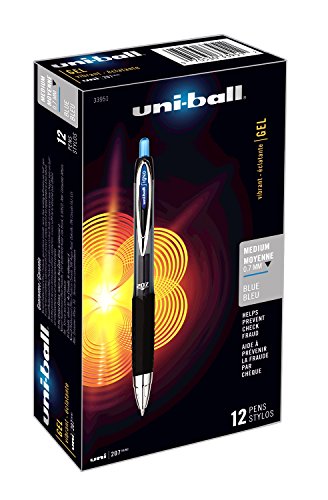 Signo Gel 207 Roller Ball Retractable Gel Pen, Blue Ink, 0.7MM, Dozen