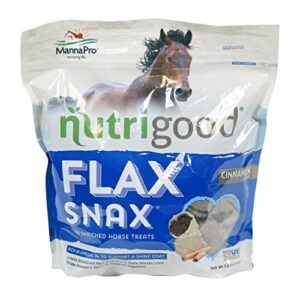 manna pro flax snax horse treats | enriched with biotin | 3.2 lb