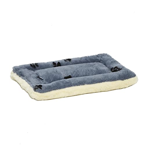 MidWest Homes for Pets Reversible Paw Print Pet Bed in Blue / White, Dog Bed Measures 17L x 11W x 1.5H for 'Tiny' Dog Breed, Machine Wash