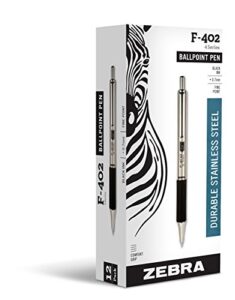 zebra pen f402 retractable ballpoint pen, 12 count, black (29210)