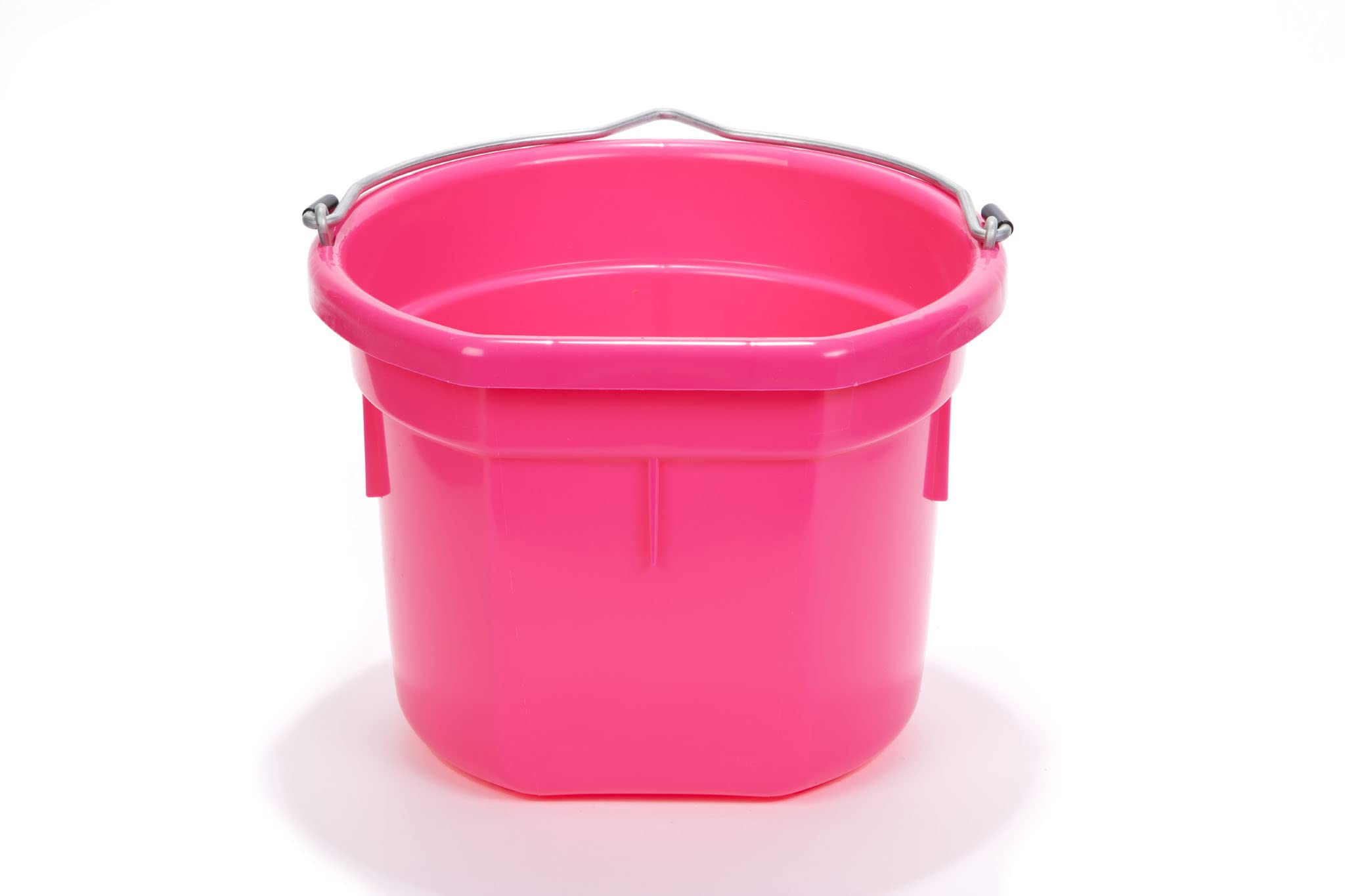 Little Giant Plastic Animal Feed Bucket (Hot Pink) Flat Back Plastic Feed Bucket with Metal Handle (8 Quarts / 2 Gallons) (Item No. P8FBHOTPINK)