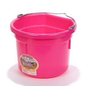 Little Giant Plastic Animal Feed Bucket (Hot Pink) Flat Back Plastic Feed Bucket with Metal Handle (8 Quarts / 2 Gallons) (Item No. P8FBHOTPINK)