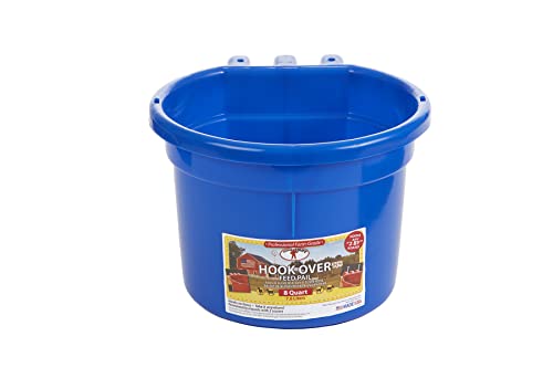 Fence Feed Bucket - Little Giant - 8 Quart Hook Over Feed Pail (Blue) (Item No. CPHBLUE)