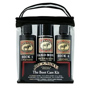 bickmore boot care kit - bick 1 bick 4 & gard-more - leather lotion cleaner conditioner & protector - for cleaning softening and protecting boots shoes handbags purses jackets and more