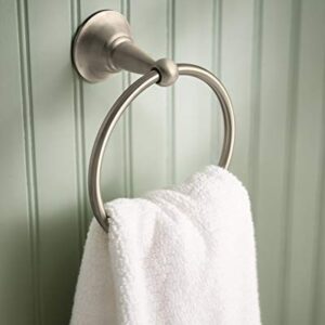 Moen DN6886BN Sage Single Post Bathroom Hand -Towel Ring, Spot Resist Brushed Nickel