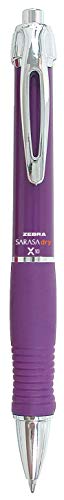 Zebra X10 Retractable Gel Pen, Medium Point, 0.7mm, Violet Barrel, Acid Free Violet Ink, 2 Pack (Packaging may vary)