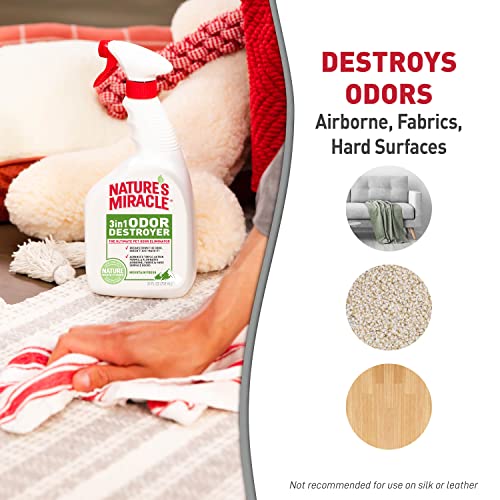 Nature's Miracle 3-in-1 Odor Destroyer, Pet Odor Eliminator, for Airborne, Fabric and Surface Odors, Mountain Fresh Scent, 24 fl Ounce