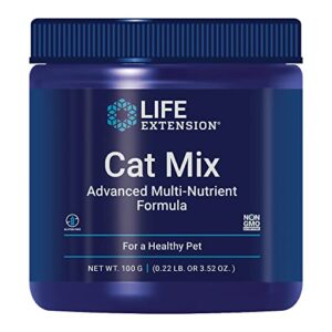 life extension cat mix – for heart, kidney & pancreatic function + gut health –with vitamins & essential nutrients - formula for kitty - gluten-free, non-gmo – net wt.100 grams (85 servings)