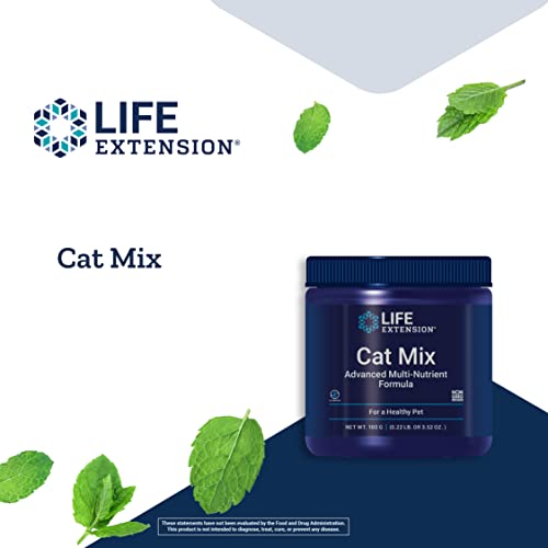 Life Extension Cat Mix – For Heart, Kidney & Pancreatic Function + Gut Health –with Vitamins & Essential Nutrients - Formula For Kitty - Gluten-Free, Non-GMO – Net Wt.100 Grams (85 Servings)
