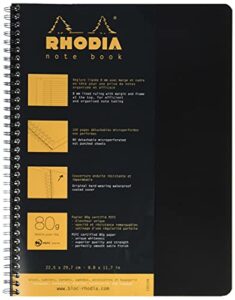 rhodia wirebound notebook, a4+, lined - black
