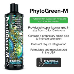 Brightwell Aquatics 10-15 Micron PhytoGreen-M Green Phytoplankton Aquarium Supplement, 500 mL, 16.91 Fl Oz (Pack of 1)