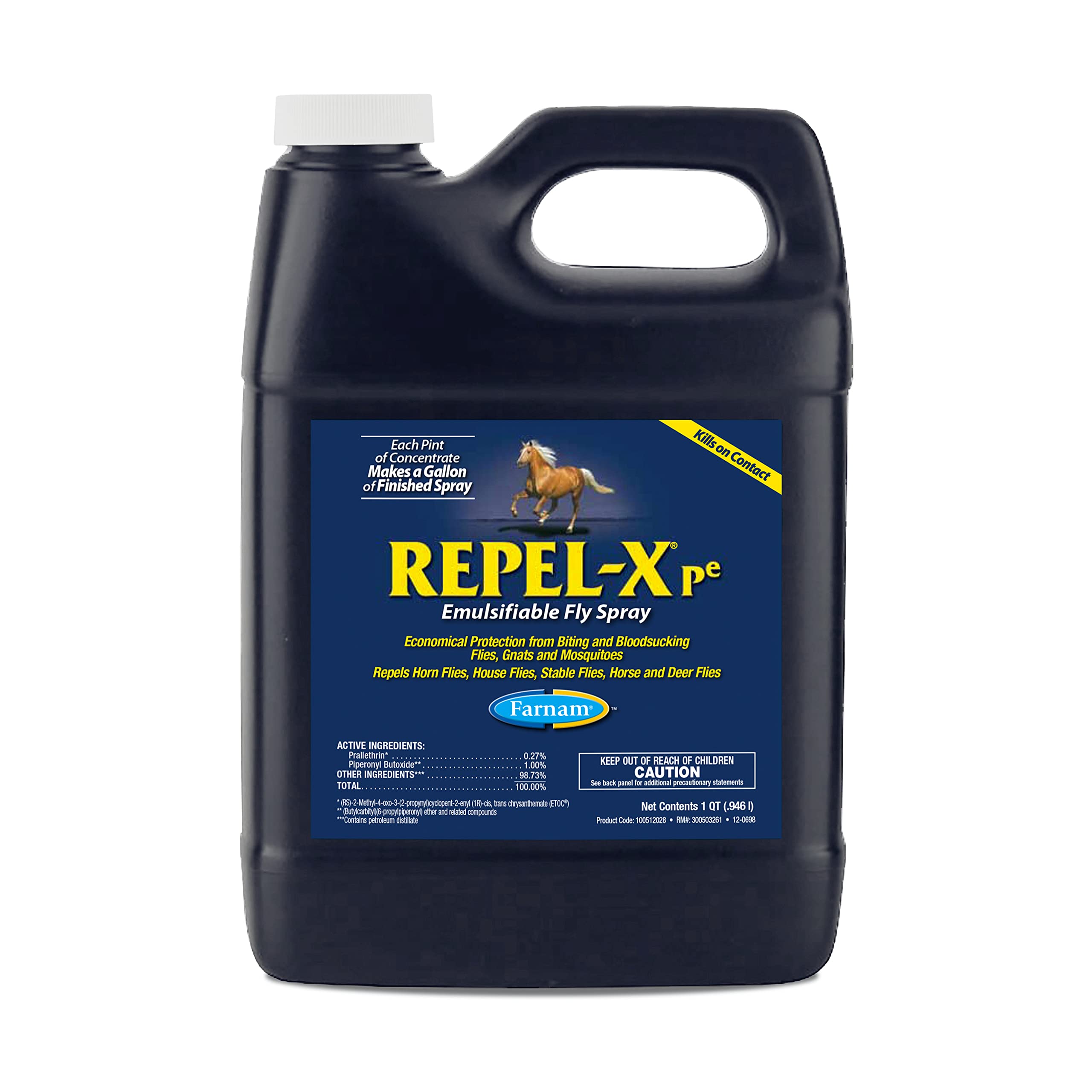 Farnam Repel-XPe Emulsifiable Horse Fly Spray, Liquid Concentrate, Mix with Water, 32 Ounces, One Quart