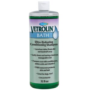 farnam vetrolin bath ultra-hydrating shampoo for horses and dogs, 32 ounces