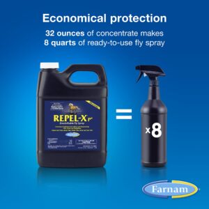 Farnam Repel-XPe Emulsifiable Horse Fly Spray, Liquid Concentrate, Mix with Water, 32 Ounces, One Quart