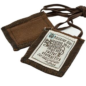 1 X Brown Scapular - "Behold the Sign of Salvation"