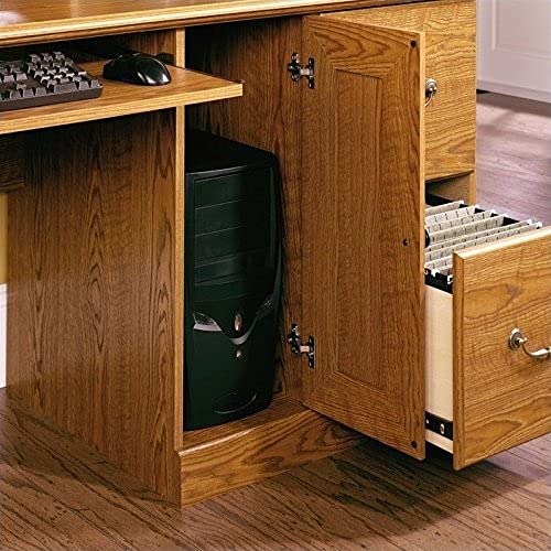 Sauder Orchard Hills Computer Desk with Hutch, Carolina Oak finish