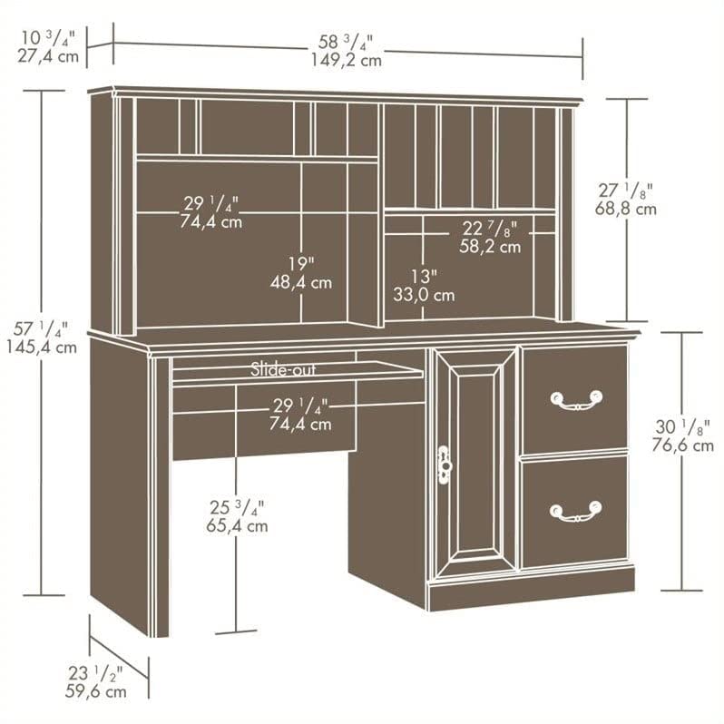 Sauder Orchard Hills Computer Desk with Hutch, Carolina Oak finish