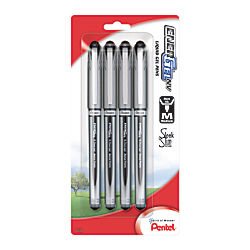 Pentel EnerGel NV Gel Ink Pen, (0.7mm), Metal Tip, Black Ink, 4 Pack (BL27BP4A)