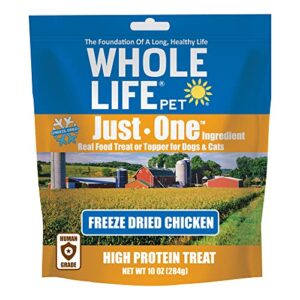 whole life pet just one chicken dog and cat value packs - human grade, freeze dried, one ingredient - protein rich, grain free, made in the usa