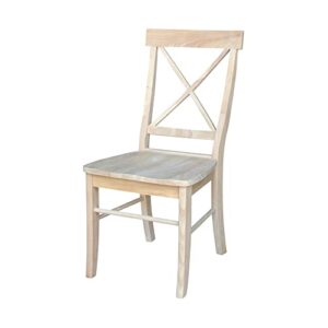 international concepts pair of x-back dining chairs, unfinished wood