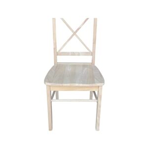 International Concepts Pair of X-Back Dining Chairs, Unfinished Wood