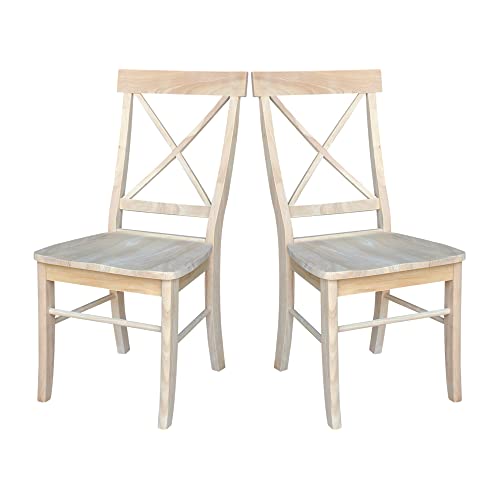International Concepts Pair of X-Back Dining Chairs, Unfinished Wood
