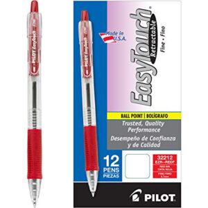 PILOT EasyTouch Refillable & Retractable Ballpoint Pens, Fine Point, Red Ink, 12-Pack (32212)