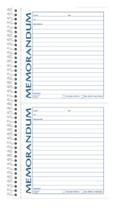 tops memorandum forms book, 2-part, carbonless, 2 memos per page, 100 sets per book (4150)