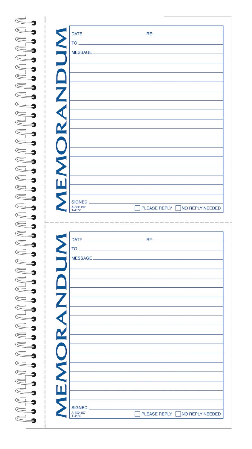 TOPS Memorandum Forms Book, 2-Part, Carbonless, 2 Memos per Page, 100 Sets per Book (4150)