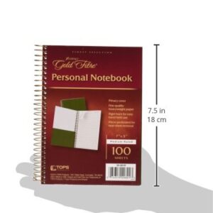 Ampad Gold Fibre Classic Series Personal Notebook, Page and Date Headings with Pocket Cover, Medium Ruling, 100 Sheets (20-801R),White,7" x 5"