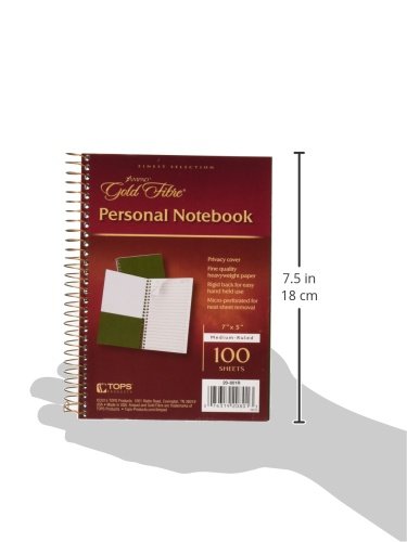 Ampad Gold Fibre Classic Series Personal Notebook, Page and Date Headings with Pocket Cover, Medium Ruling, 100 Sheets (20-801R),White,7" x 5"