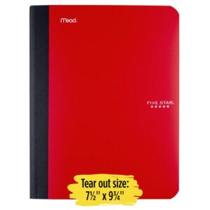 five star composition book, notebook, college ruled paper, 100 sheets, 9-1/2 x 7-1/2, color selected for you, 1 count (09120)