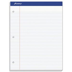 ampad double sheet writing pads, narrow ruled, size 8.5 x 11.75 inches, white paper, 100 sheets per pad (20-346)
