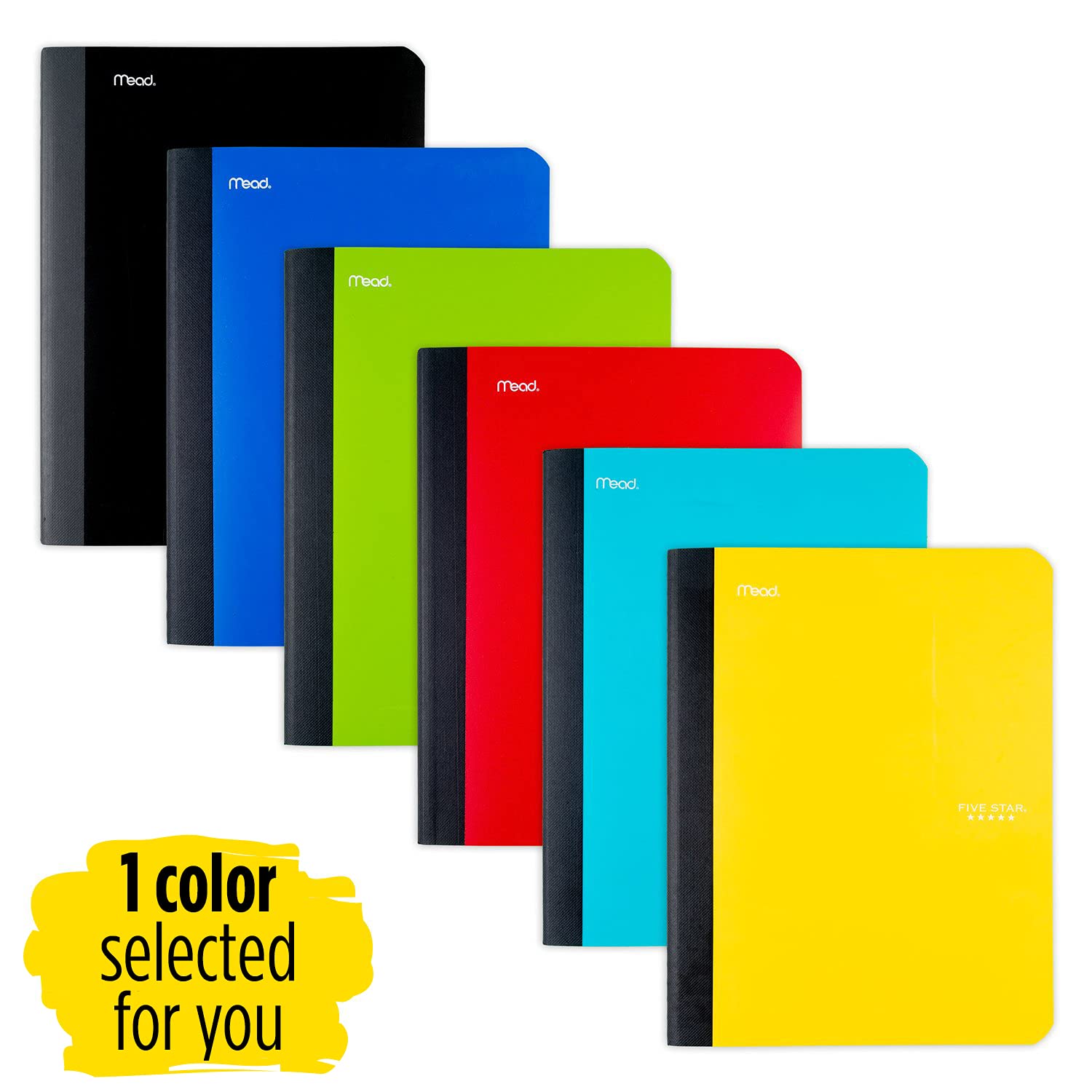 Five Star Composition Book, Notebook, College Ruled Paper, 100 Sheets, 9-1/2 x 7-1/2, Color Selected For You, 1 Count (09120)