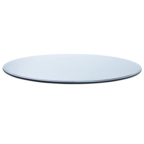 28" Round Clear Tempered Glass Table Top 1/2" Thick 1" Beveled Edge