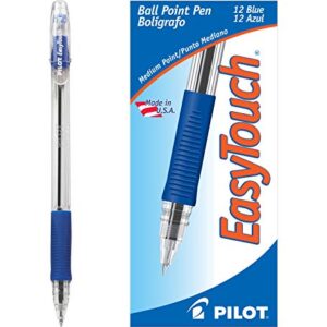 PILOT EasyTouch Ballpoint Stick Pens, Medium Point, Blue Ink, 12-Pack (32011)