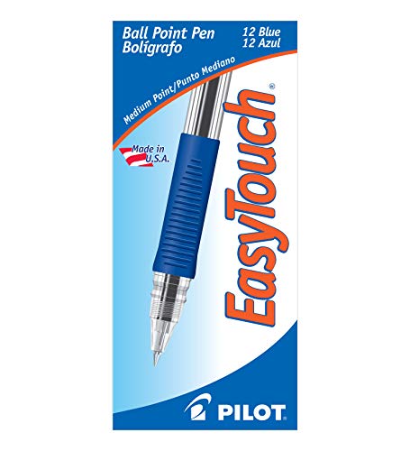 PILOT EasyTouch Ballpoint Stick Pens, Medium Point, Blue Ink, 12-Pack (32011)