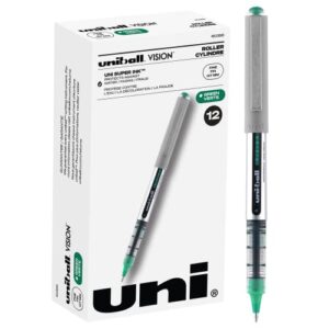 uni-ball vision rollerball pens fine point, 0.7mm, green, 12 pack