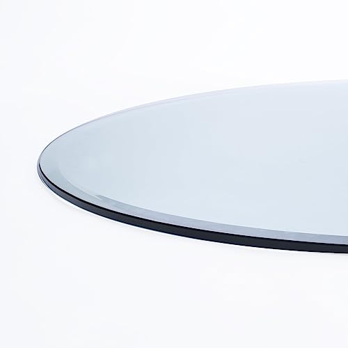 26" Round Clear Glass Table Top 1/2" Thick 1" Beveled Edge