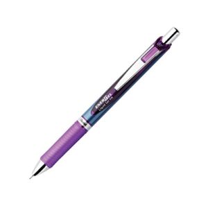pentel energel rtx roller ball retractable gel pen, needle tip, violet ink, medium point, ea - penbln77v