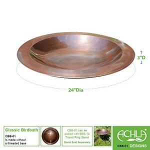 Achla Designs 24-in Round Classic Copper Birdbath Bowl, Brass