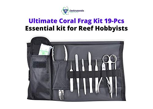 DR Instruments 10FK Ultimate Coral Fragging and Coral Propagation Kit for Reef Hobbyists - 19 Pcs, Rollup case, Stainless Steel Instruments