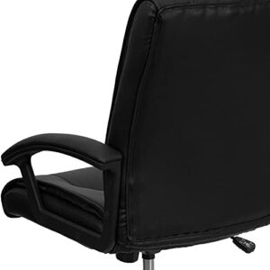 Flash Furniture Hansel Mid-Back Black LeatherSoft Swivel Manager's Office Chair with Arms