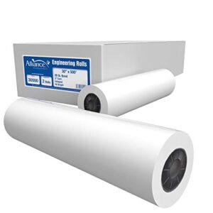alliance wide format paper 30” x 500’ rolls bond engineering 92 bright, 20lb - 2 rolls per carton with 3” core