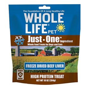 whole life pet just one beef liver dog treats - human grade, freeze dried, one ingredient - training or reward, grain free, made in the usa