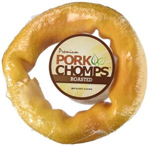 pork chomps roasted pork skin dog chew, 6-inch bagel, 1 count