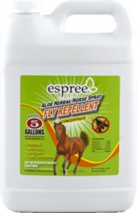 espree aloe herbal horse spray | fly repellent with aloe, sunscreen, and coat conditioners | promotes a healthy coat and protection from the sun | 1 gallon concentrate