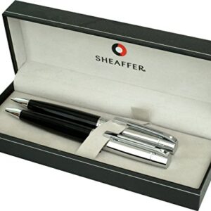 Sheaffer Gift Collection 2 (300) Ball Point Pen/Pencil Set, Satin Chrome Cap, Glossy Black Barrel with Chrome Plate Trim, 0.7mm Blue Refill (SH/9314-9)