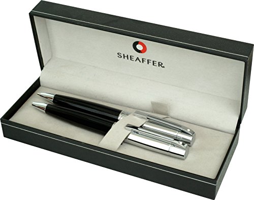 Sheaffer Gift Collection 2 (300) Ball Point Pen/Pencil Set, Satin Chrome Cap, Glossy Black Barrel with Chrome Plate Trim, 0.7mm Blue Refill (SH/9314-9)