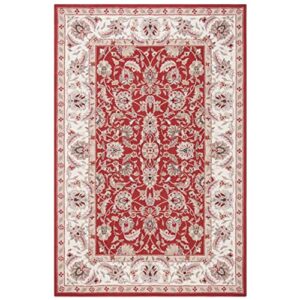 safavieh chelsea collection accent rug - 3'9" x 5'9", burgundy & ivory, hand-hooked french country wool, ideal for high traffic areas in entryway, living room, bedroom (hk78b)